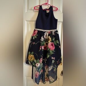 Rare Editions Navy Dress with Rhinestone Detail